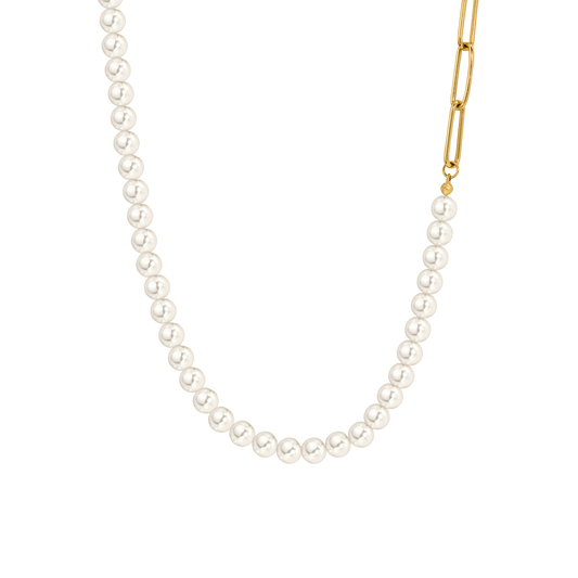 Chain & Pearl Necklace Gold