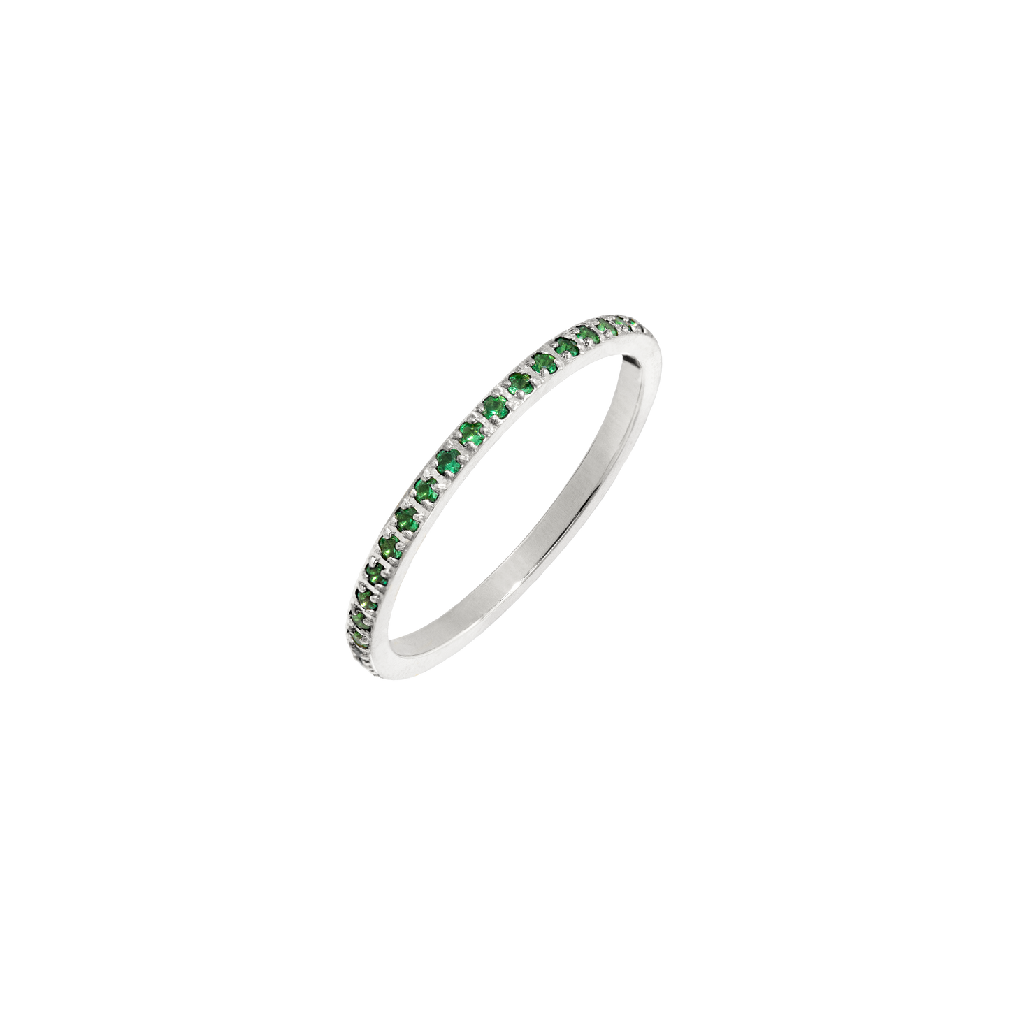 Green Sparkle Ring Silver