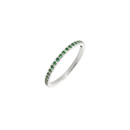 Green Sparkle Ring Silver