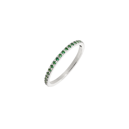 Green Sparkle Ring Silver