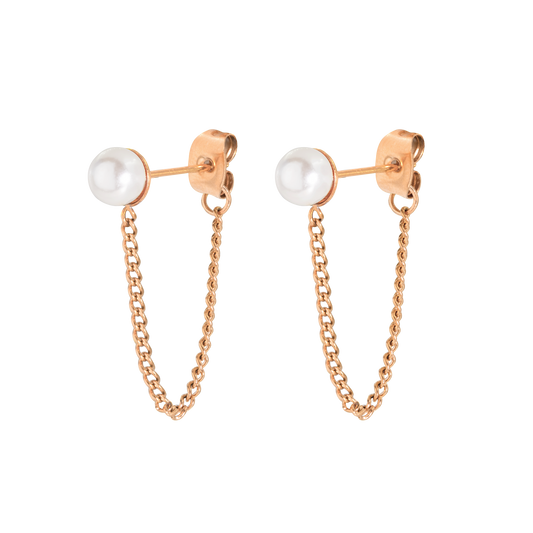 Heat Wave Pearl Earrings Rose Gold