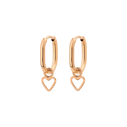 Light Heart Oval Hoopies Rose Gold