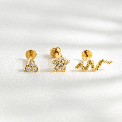 Radiant Flower Piercing Stud Gold