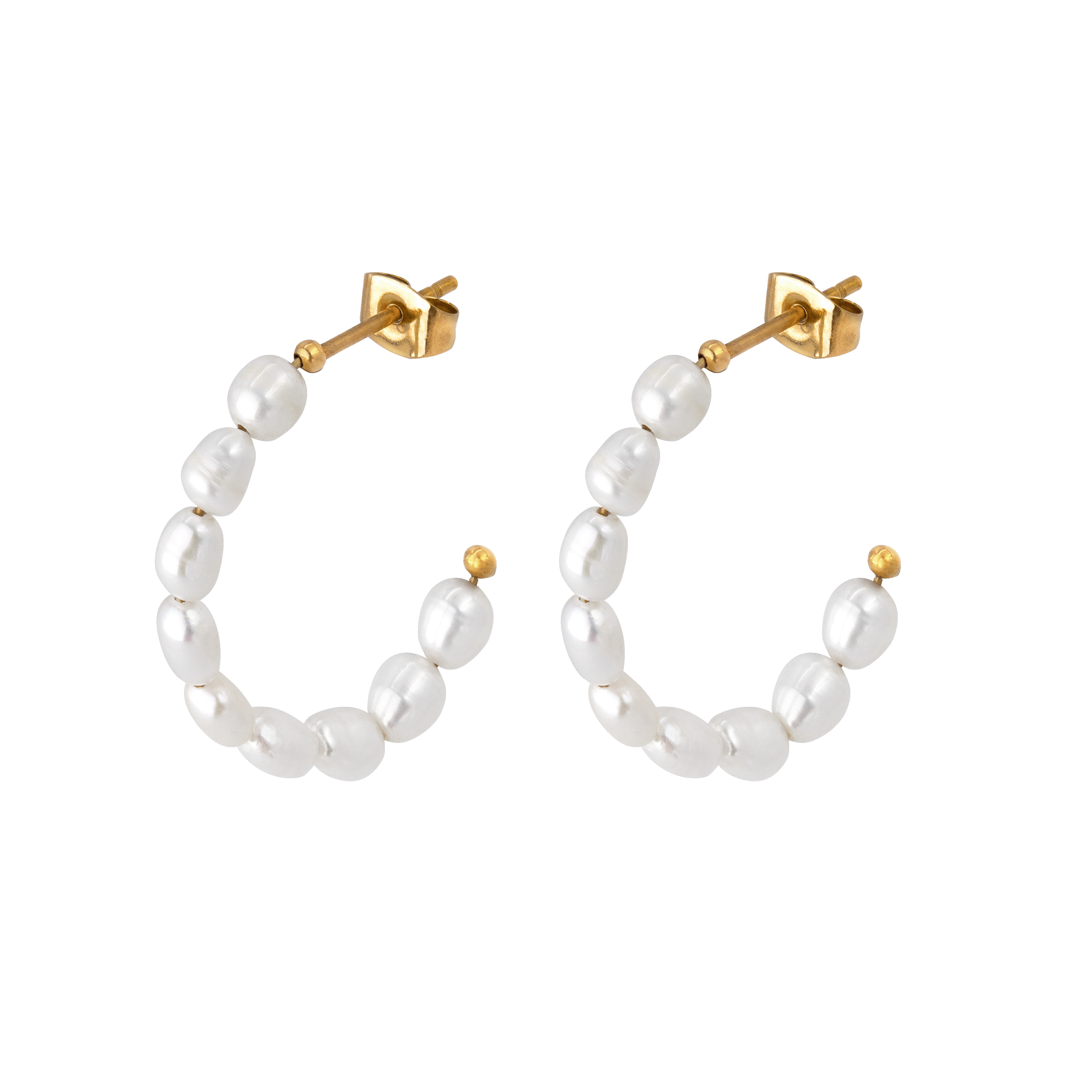Pearly Leni Hoop Earrings Gold – Luamaya