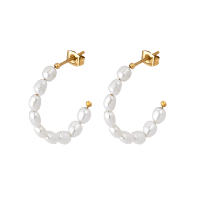 Pearly Leni Hoop Earrings Gold