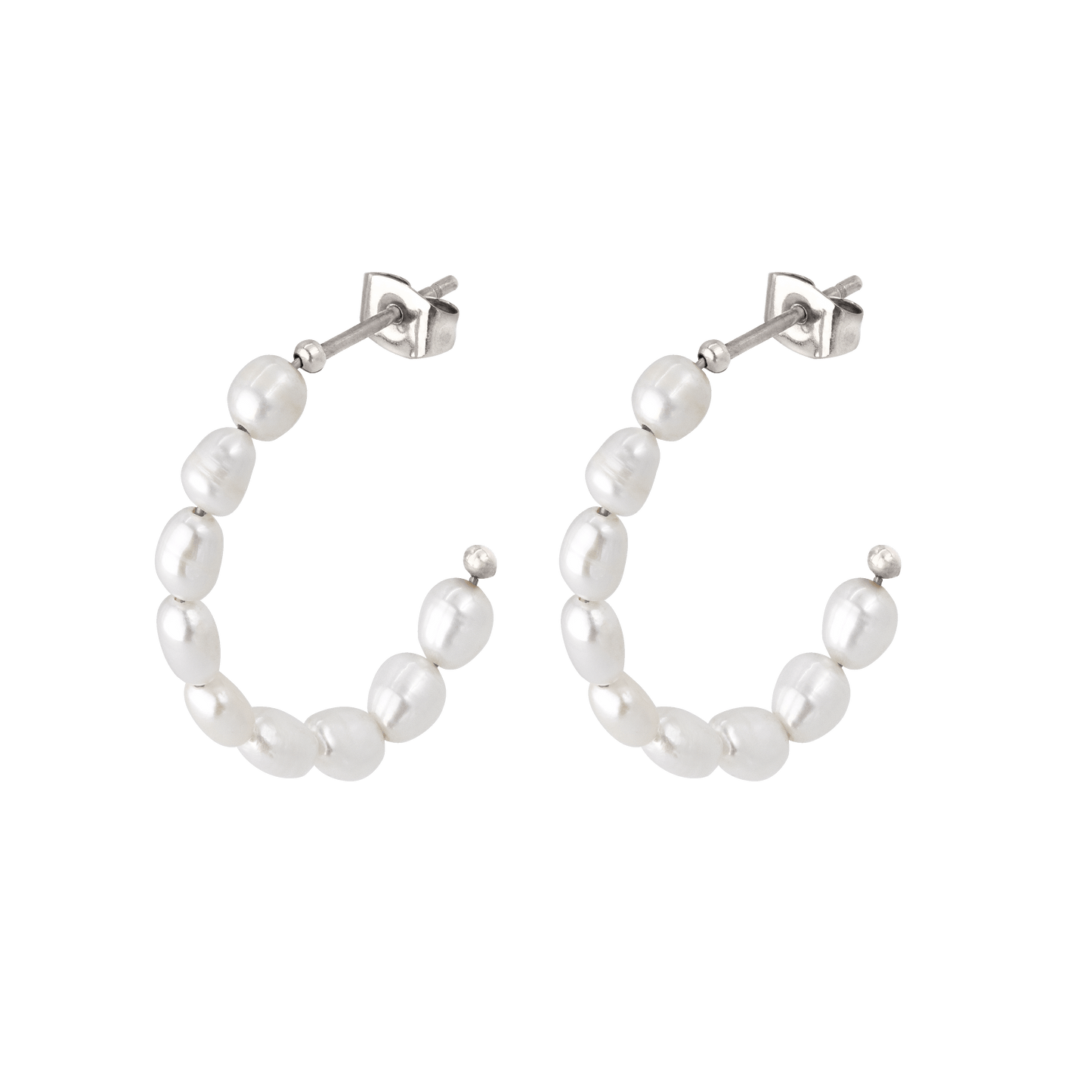 Pearly Leni Hoop Earrings Silver