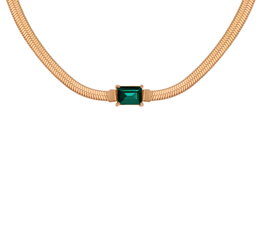 Radiant Emerald Necklace Rose Gold