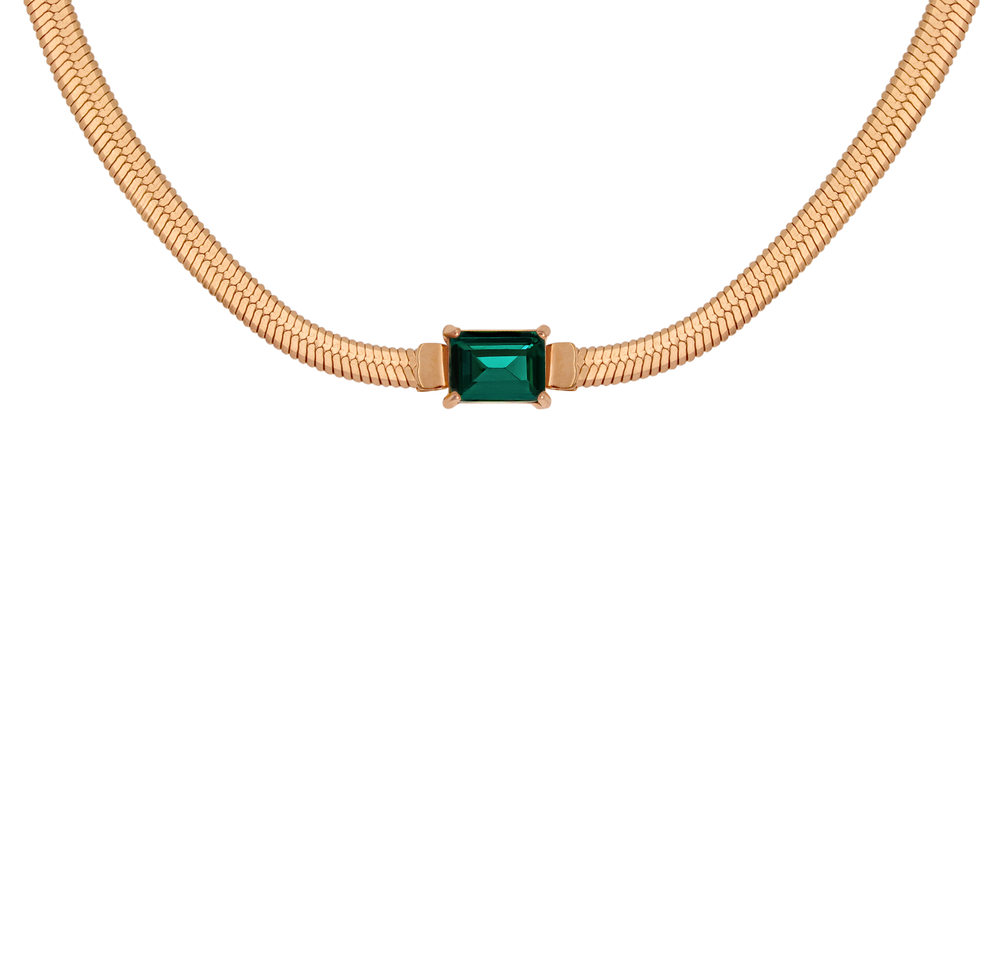 Radiant Emerald Necklace Rose Gold