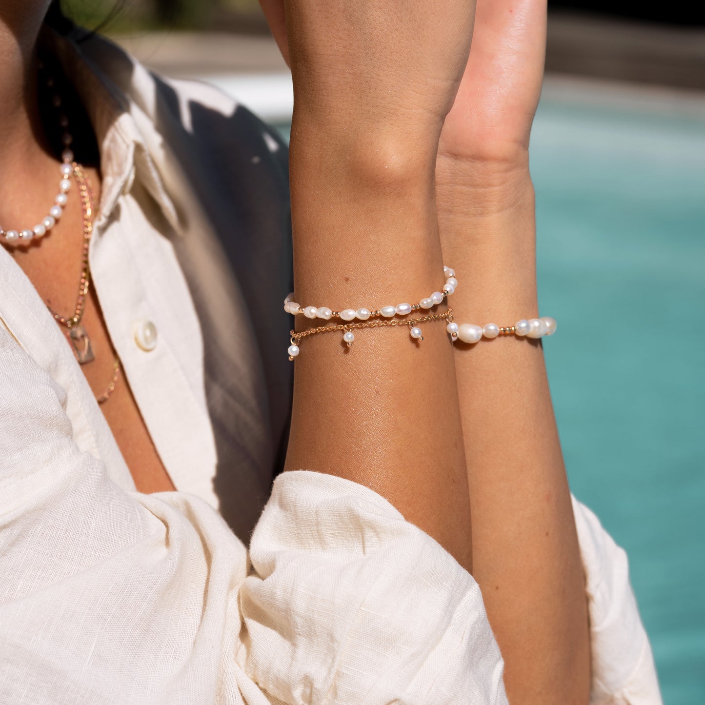 Shiny Pearls Bracelet Rose Gold
