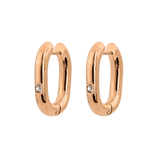 Sparkle Oval Hoops Medium Rose Gold