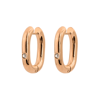 Sparkle Oval Hoops Medium Rose Gold