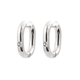 Sparkle Oval Hoops Medium Silver