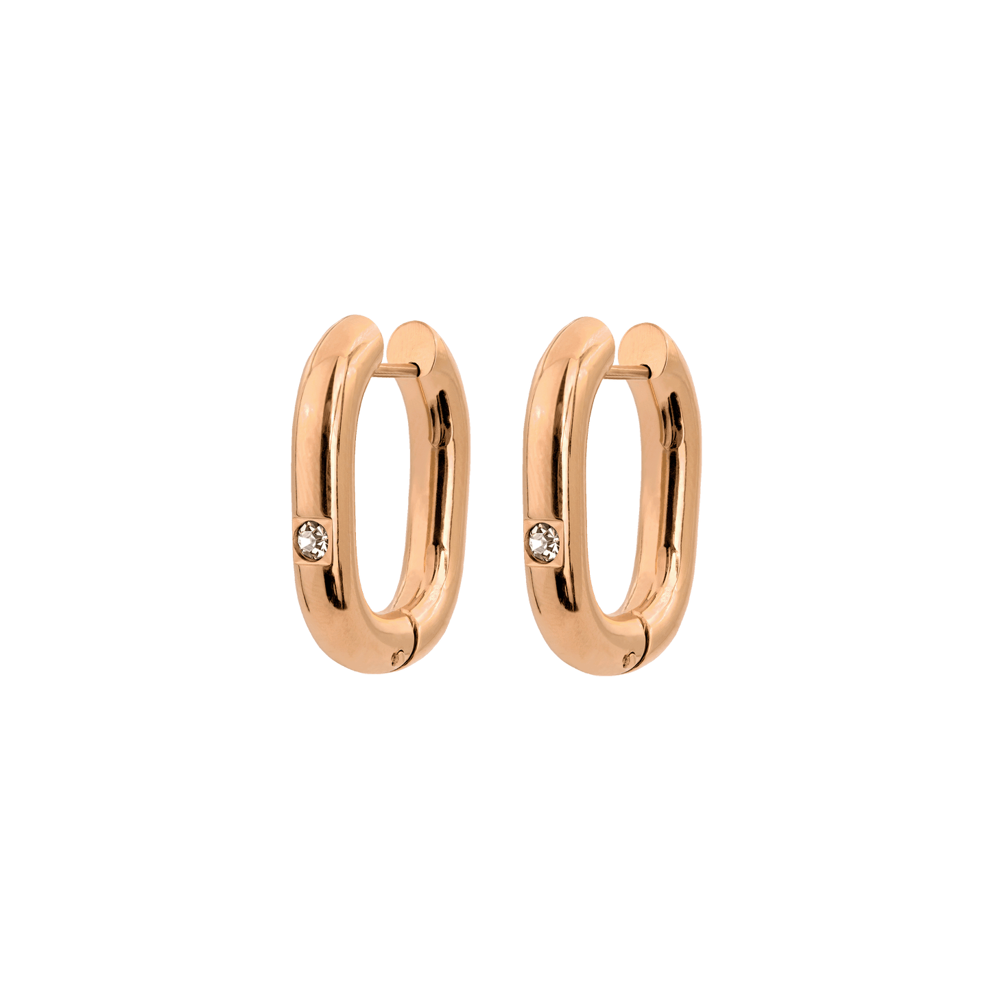 Sparkle Oval Hoops Small Rose Gold