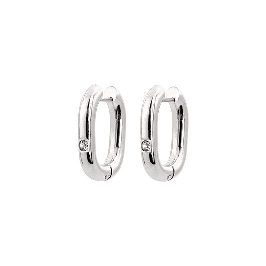 Sparkle Oval Hoops Small Silver