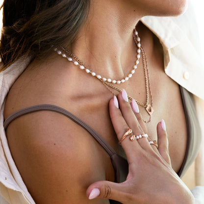 Summertime Pearl Necklace Rose Gold