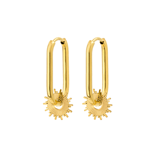 Sun Ray Oval Hoops Small Gold