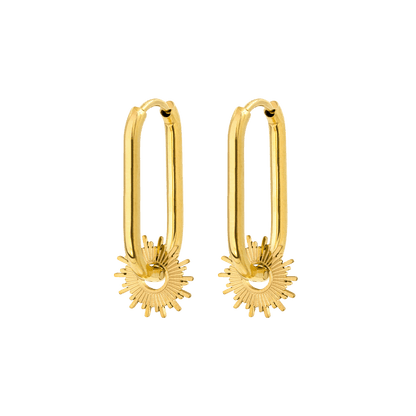 Sun Ray Oval Hoops Small Gold