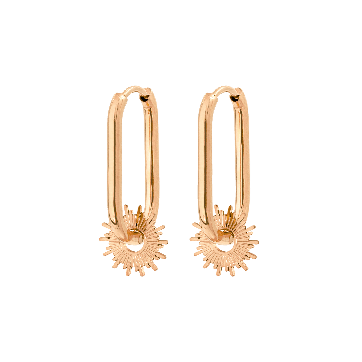 Sun Ray Oval Hoops Small Rose Gold