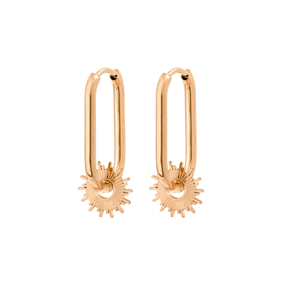 Sun Ray Oval Hoops Small Rose Gold