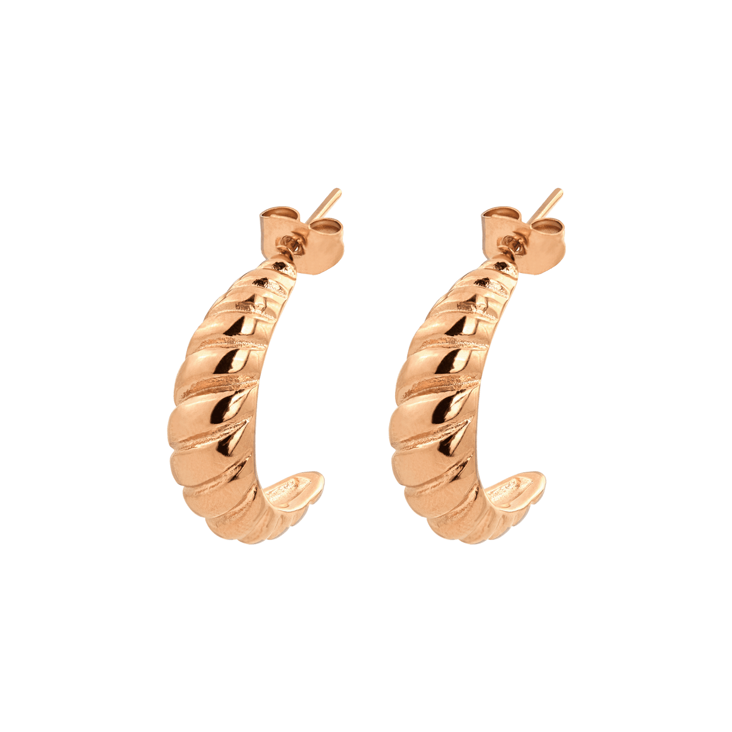 Towel Twist Hoops Rose Gold