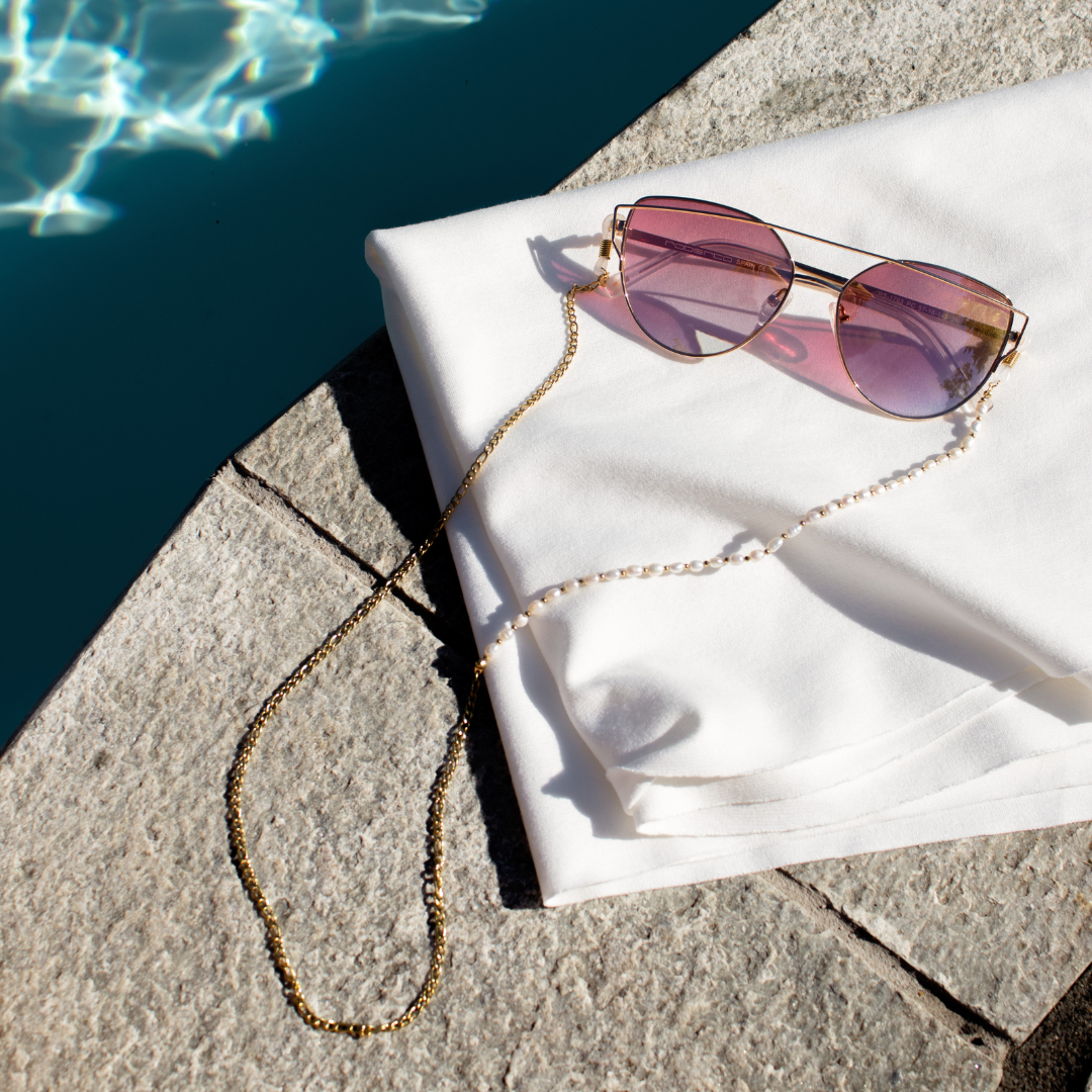 Pearly Sunglasses Chain Rose Gold