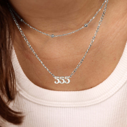 Angel Number 555 Necklace Silver