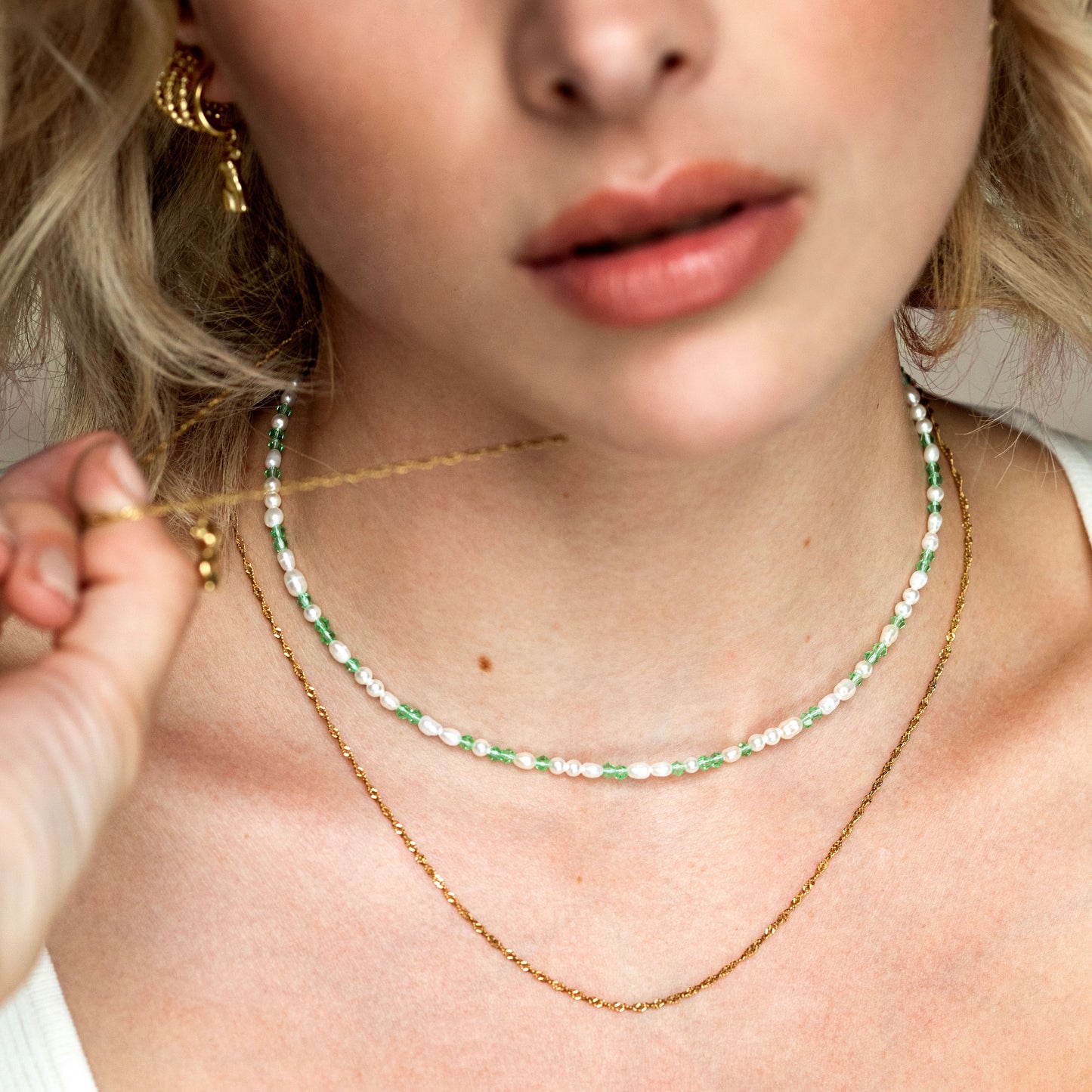 Perlita Verde Necklace Gold